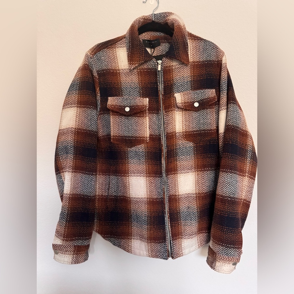 NEW-Zip up flannel Jacket by Richie Le